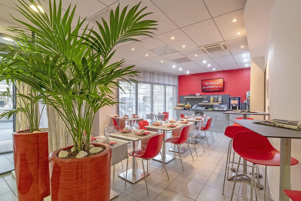 Curb your appetite by eating at the on-site restaurant.