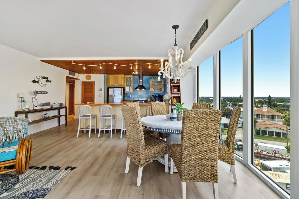 The dining table has room for 6.