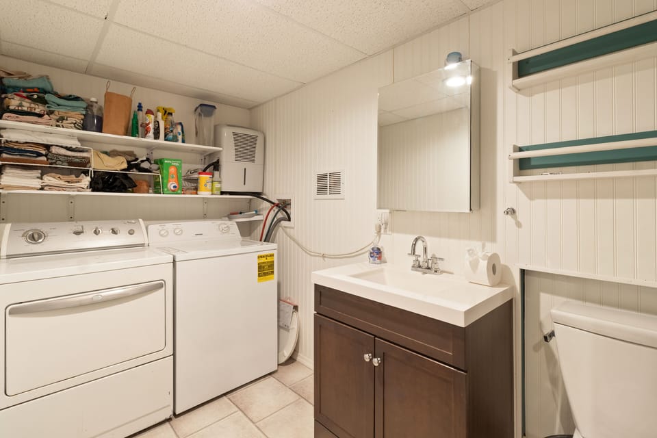Stay organized and worry-free with our fully equipped laundry room