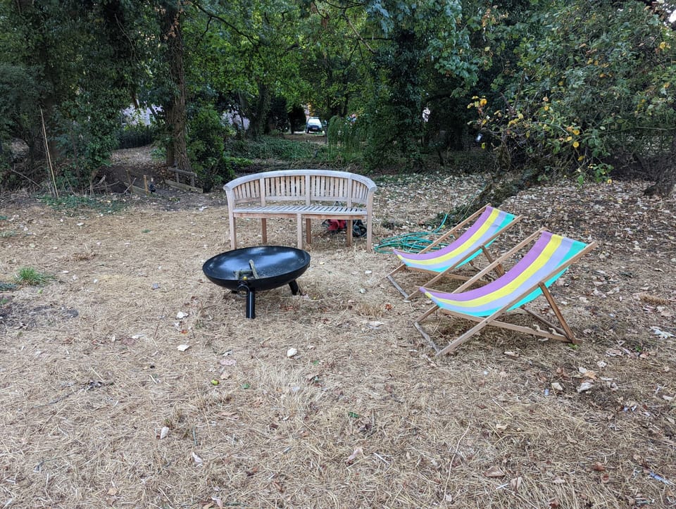 Fire pit in the orchard