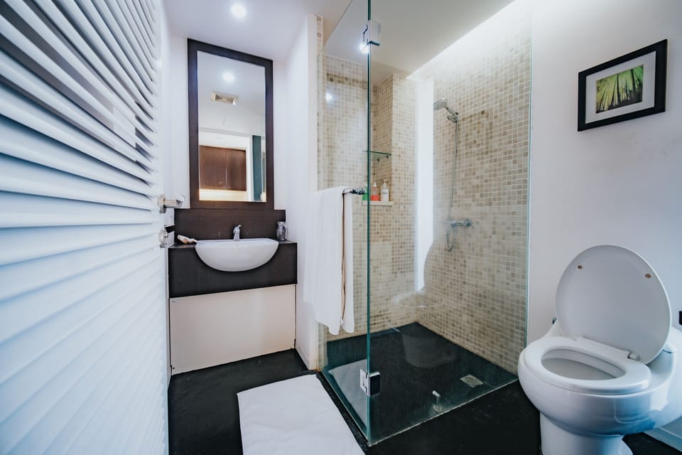 Shower, free toiletries, bathrobes, towels