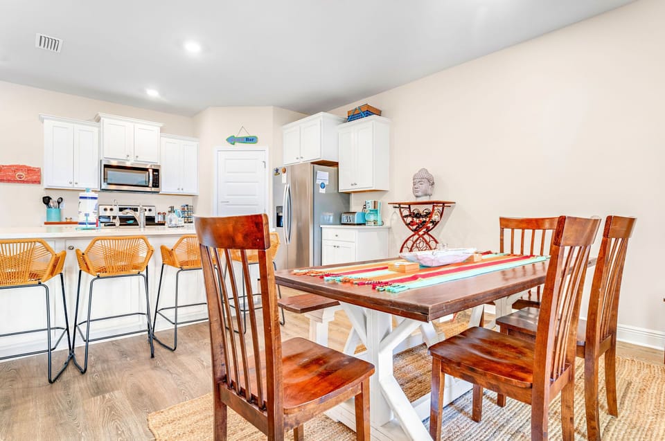 Dining area has ample seating for the whole family