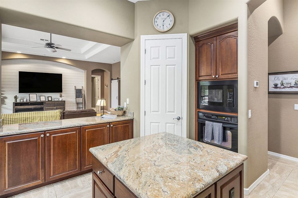 Kitchen with Granite Countertops & Center Island