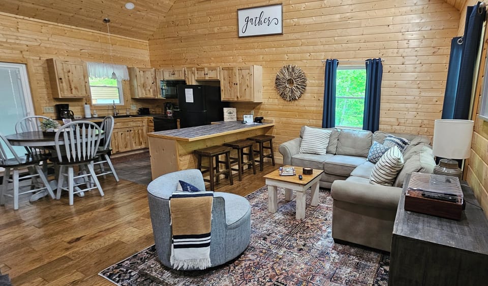 The open concept living/dining/kitchen are perfect for gathering together.