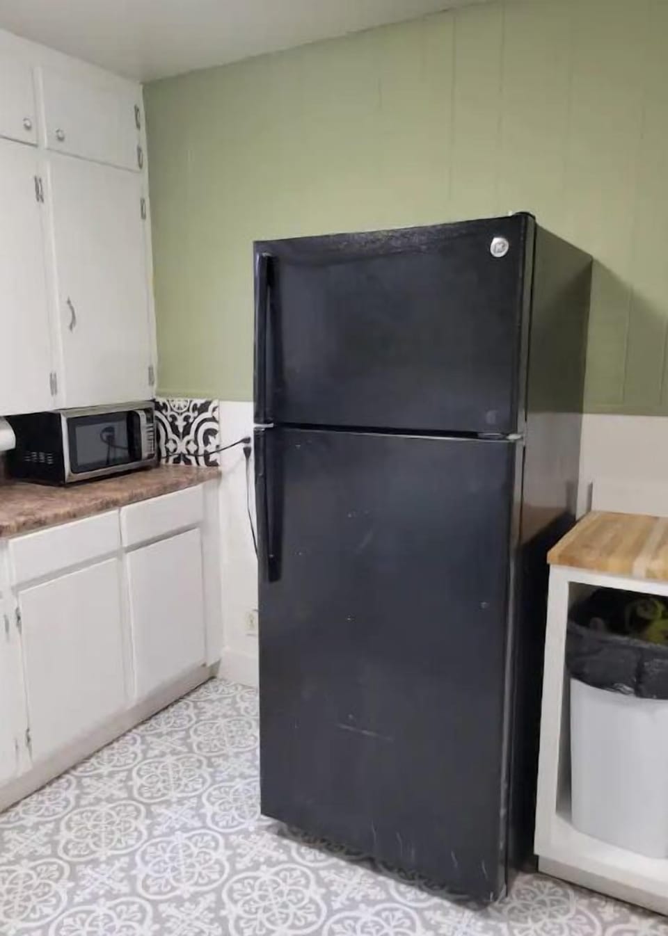 Kitchen also has a microwave, refrigerator/freezer and Keurig coffee maker.