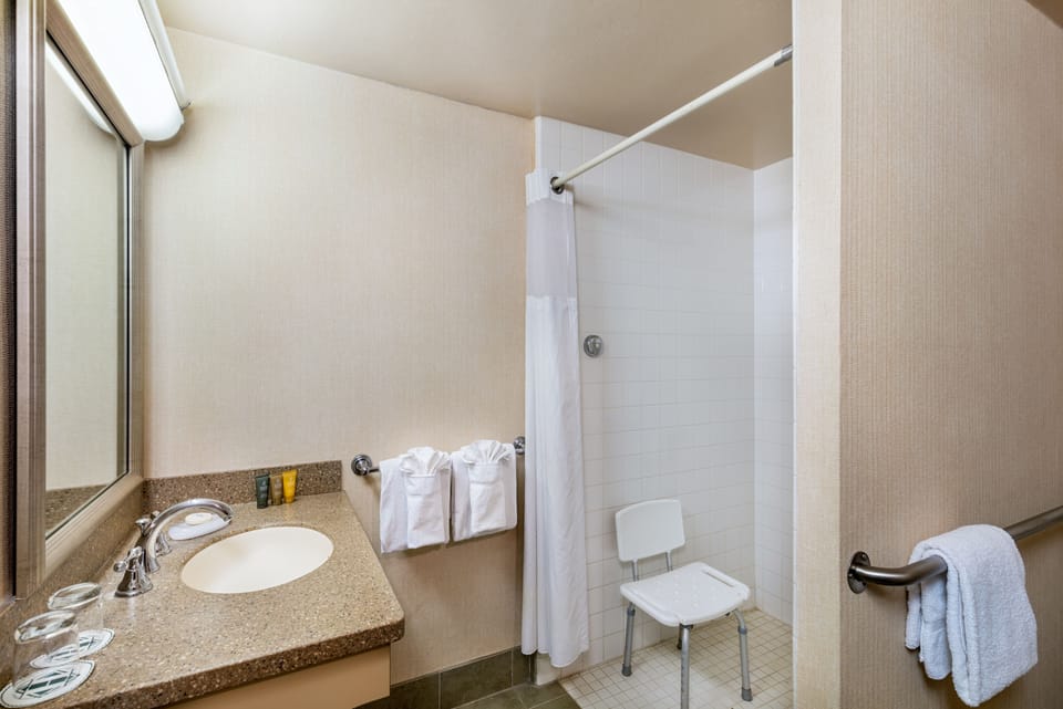 Standard Room, 1 Double Bed, Accessible | Bathroom | Combined shower/tub, free toiletries, hair dryer, towels