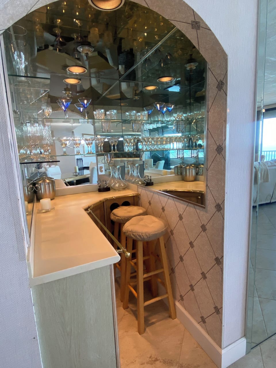 Custom bar next to dining area.