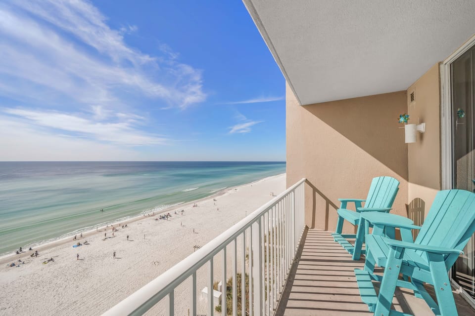 Enjoy a cup of coffee or a cocktail on your private covered balcony overlooking the beach.