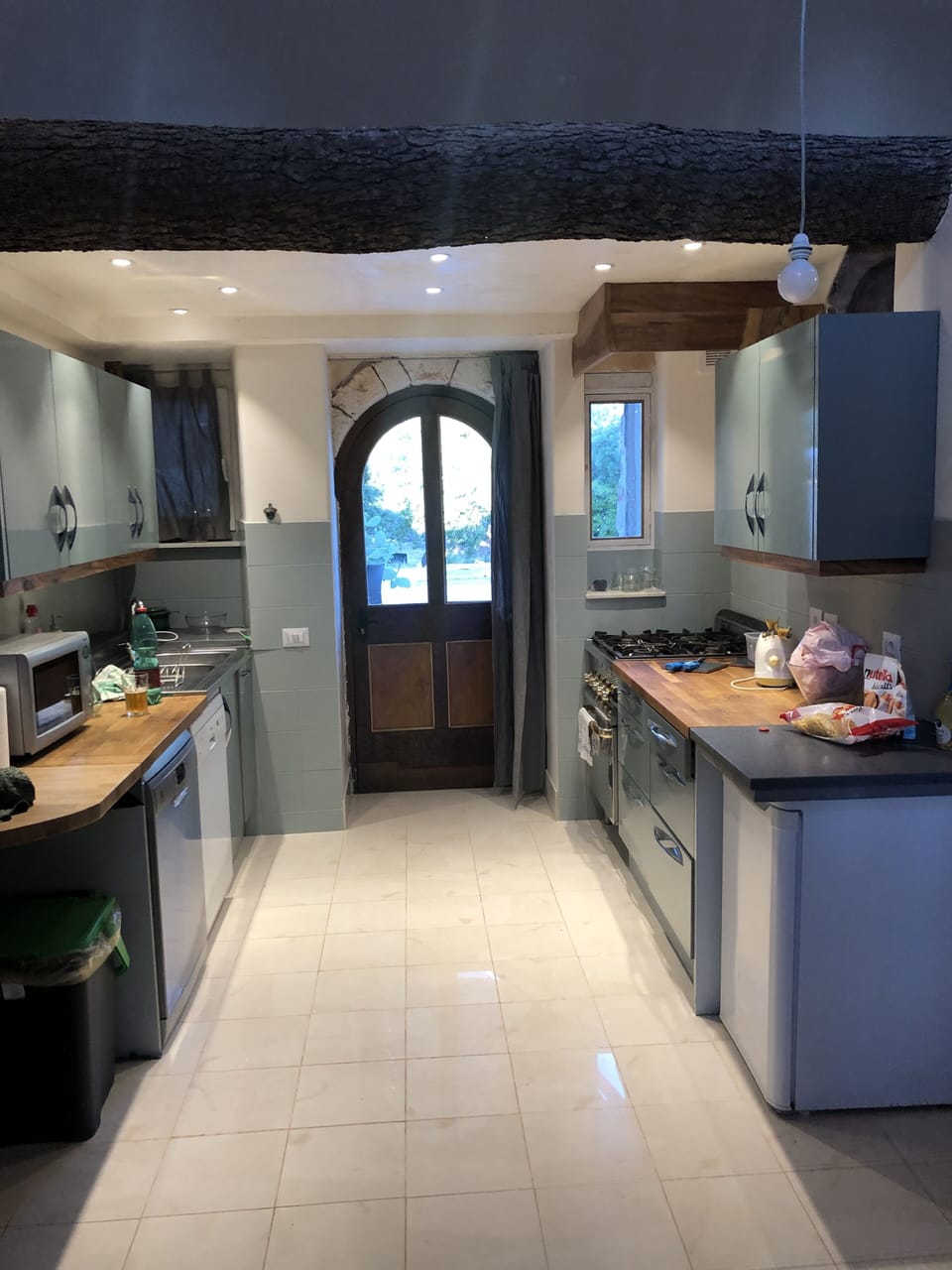 The kitchen which is open plan to the living room.