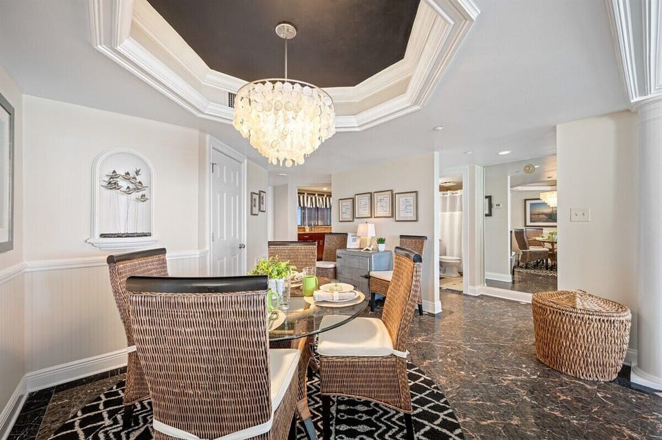 Gorgeous Dining Area with chandelier