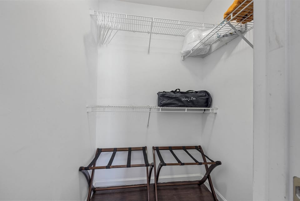 Master Bedroom closet with available Pack n' Play and extra sheets if needed