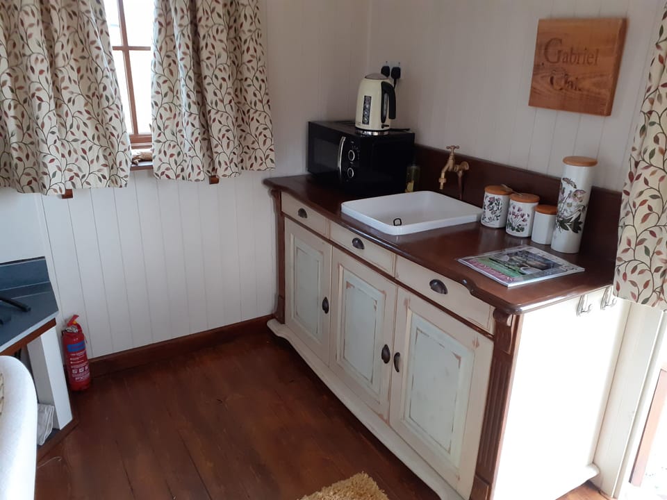 Cabin | Private kitchen | Fridge, microwave, electric kettle, toaster