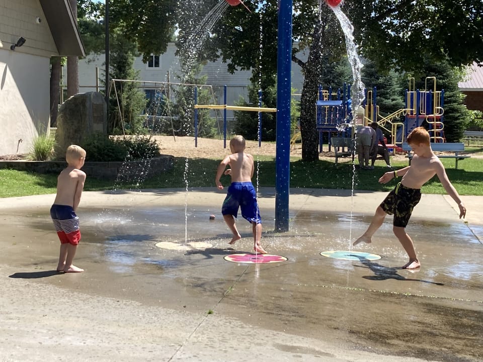 The kids love the splashpad in downtown Kingsley just minutes away. 