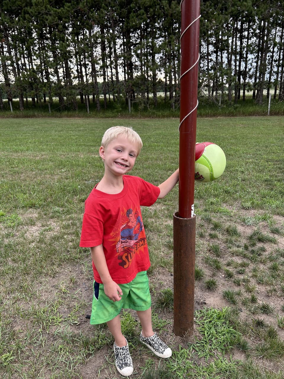 Kids and adults alike love tetherball. 