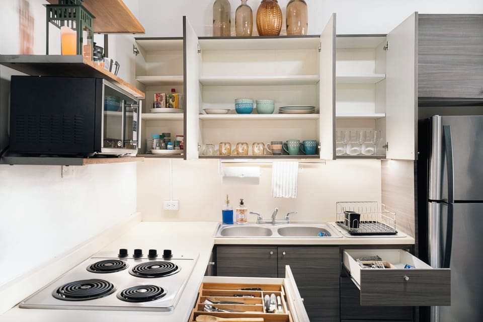 Fully Stocked Kitchen · Everything you need for cooking, dining, & longer stays.