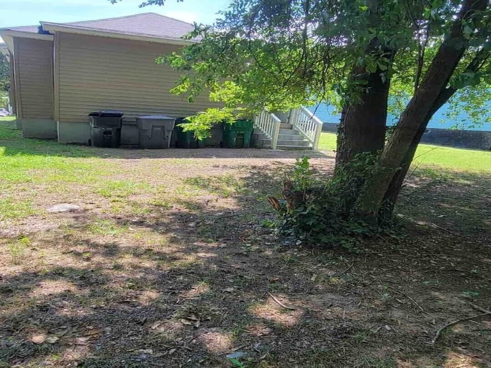 Backyard with partial privacy fence
