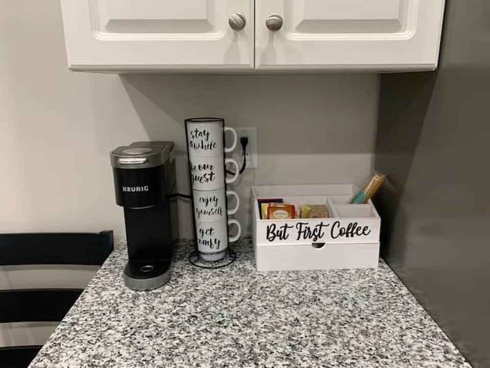 Complimentary coffe and tea station