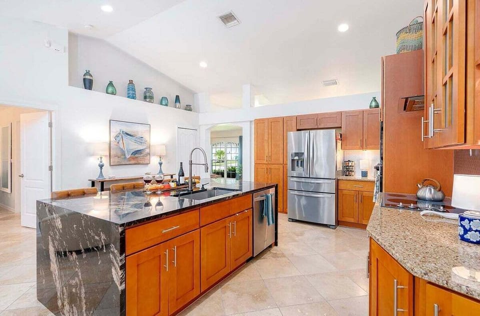 Open Kitchen with Stainless Steel Appliances