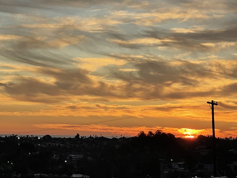 Sunset view over the ocean from the deck