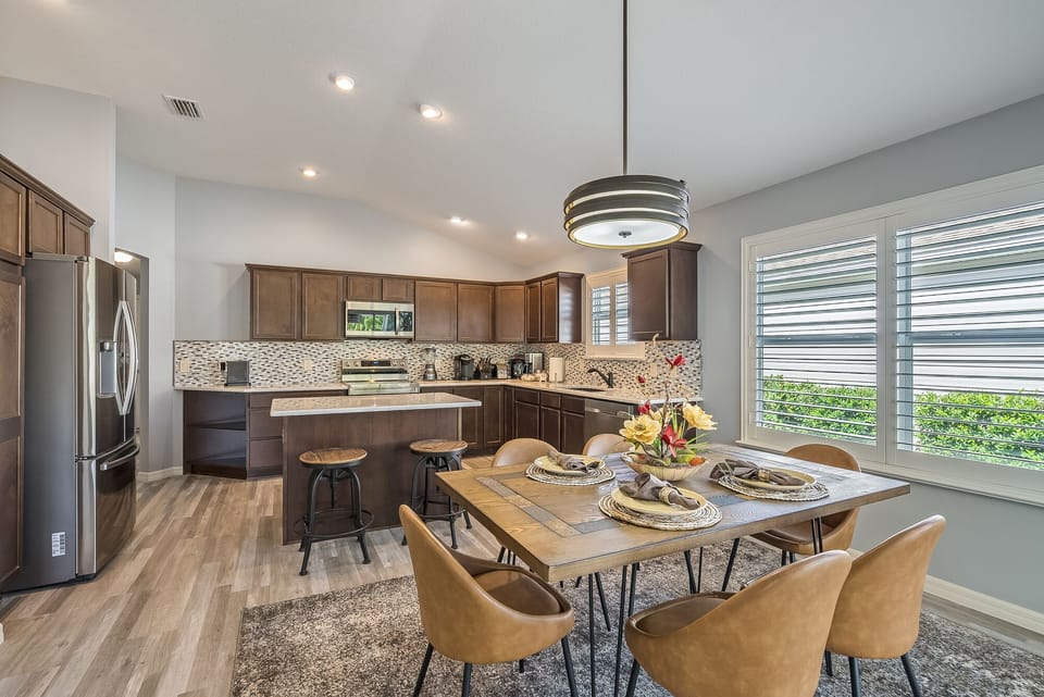 Dining room and kitchen
