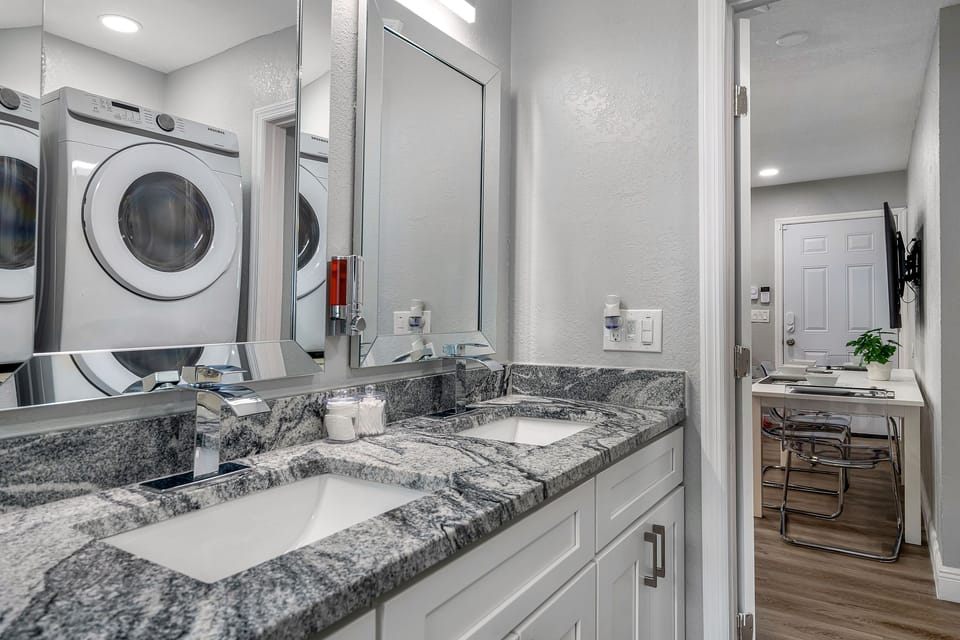 Our beautiful bathroom is equipped with his and hers sink, toilet, bathtub, and shower. Enjoy a relaxing bath after a long day of travel from your home to your home away from home. If you think this property is for you, send us an inquiry right away!