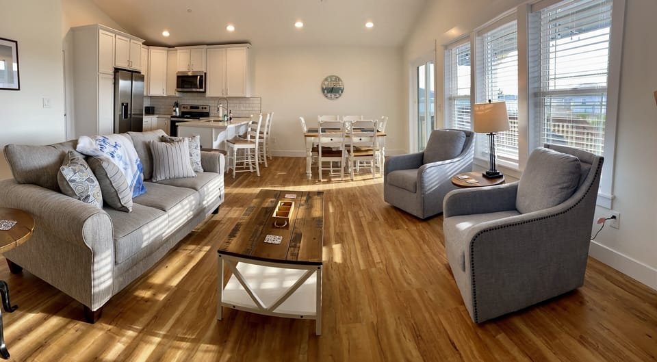 Spacious living area with sofa bed