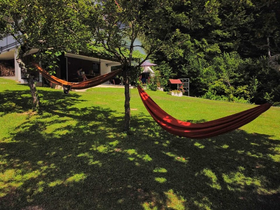 Hammocks in front of the house 