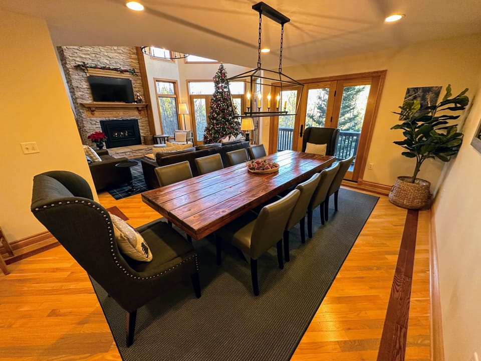 Dining table with attached deck