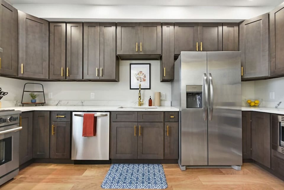 Fully equipped gourmet kitchen with stainless steel appliances