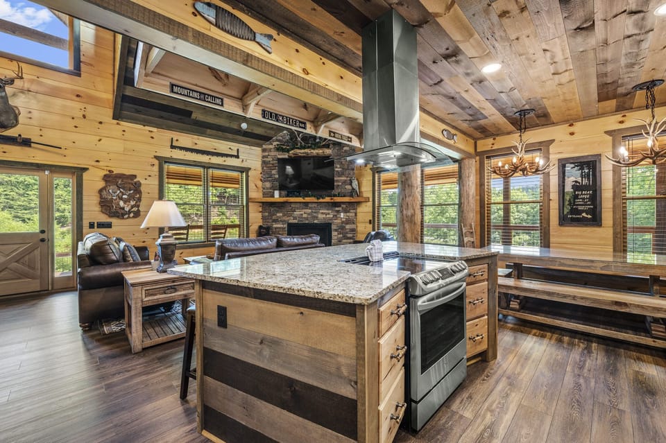 Kitchen and Dining Table far right. 