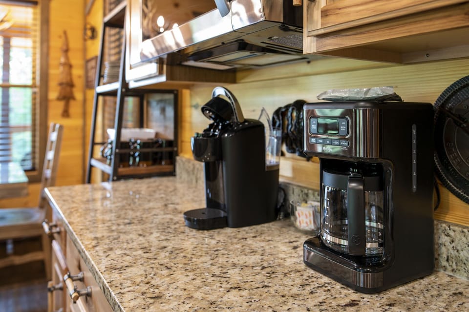 Kitchen- Two types of coffee makers, Keurig and Mr. Coffee. 