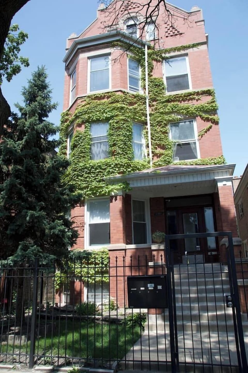 Classic Chicago brick building exterior.