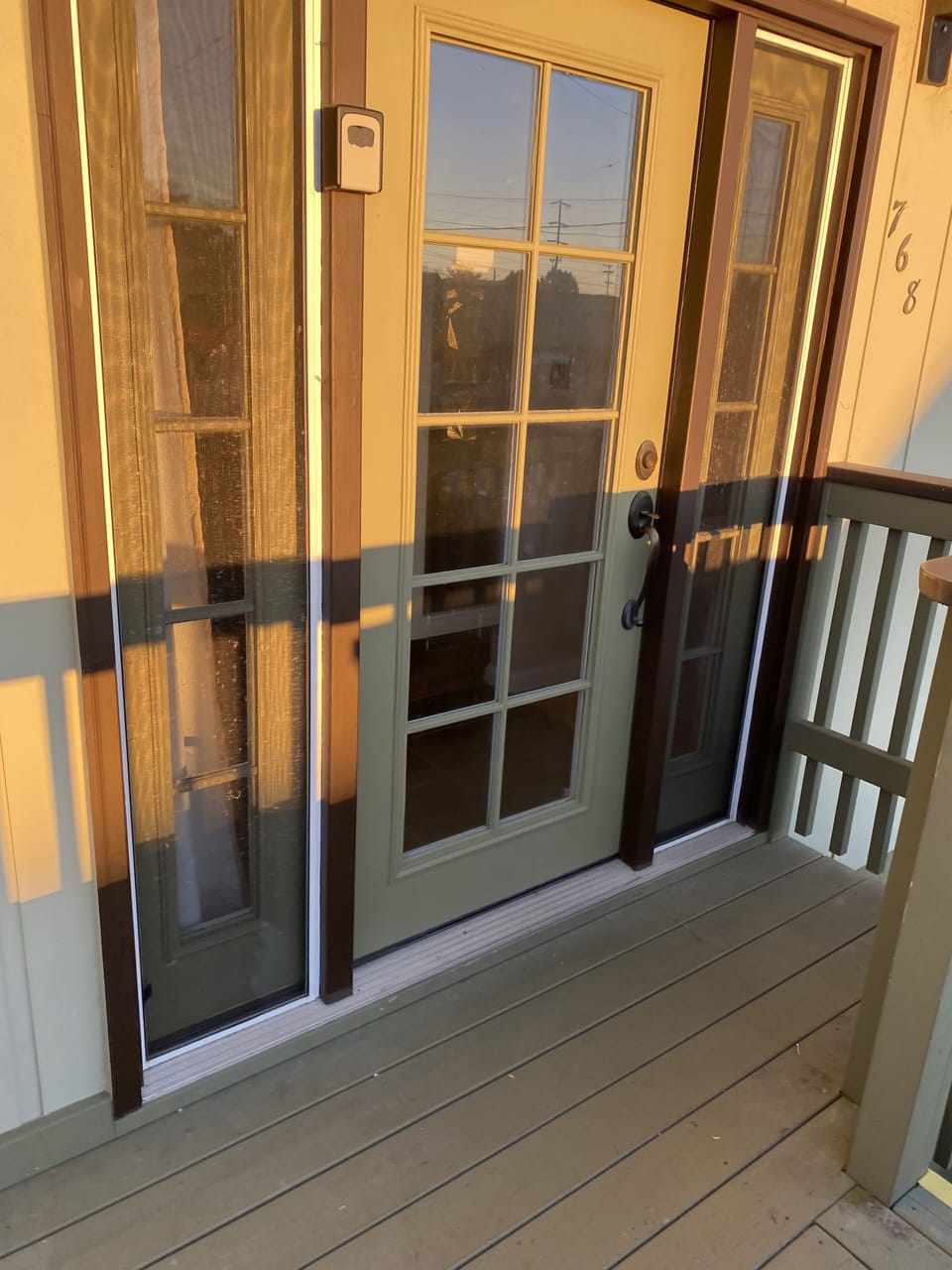 Secure metal entry door with 2 sidelites that can bring in fresh outside air