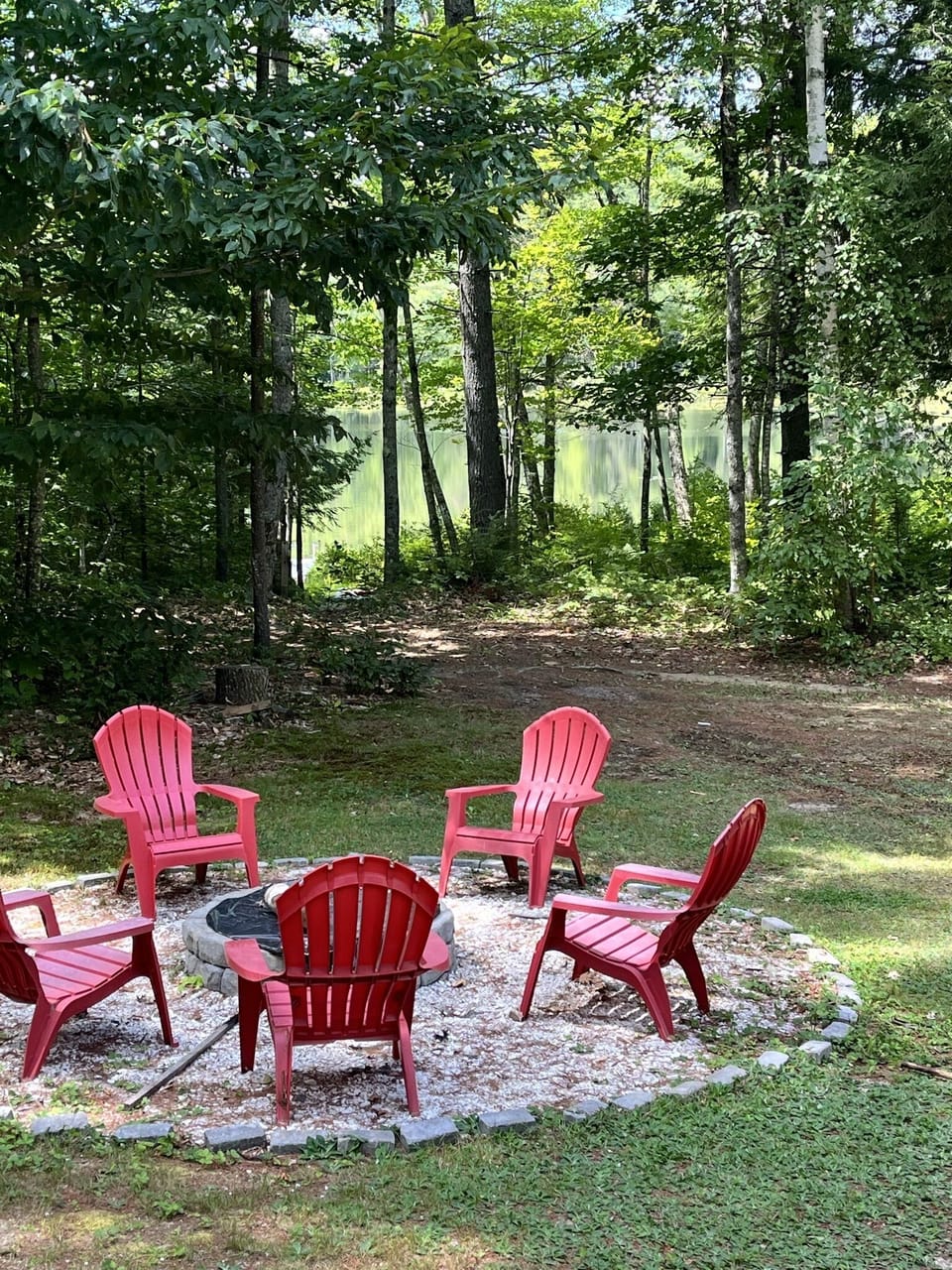 Fire pit with view of Mud Pond