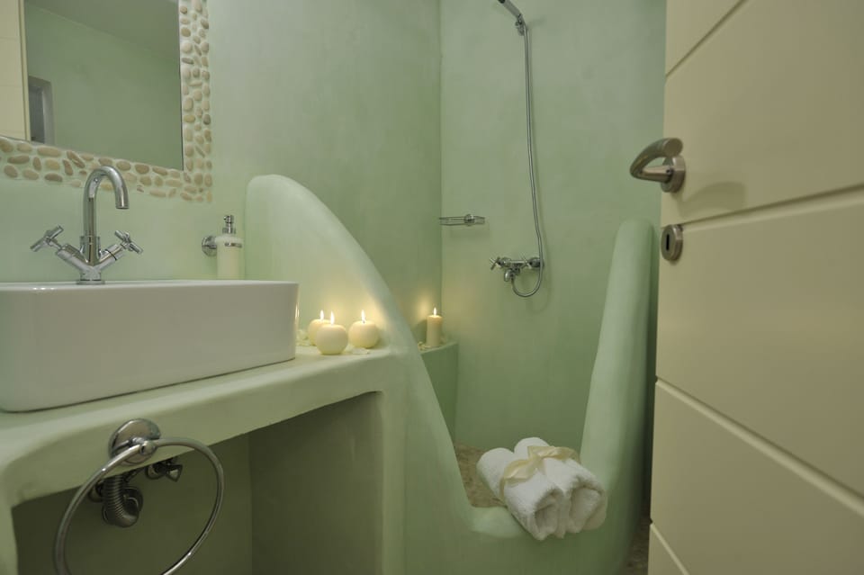 Bathroom | Shower, hair dryer, bathrobes, slippers