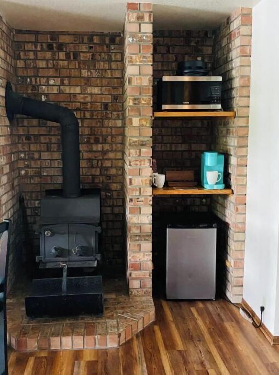Fire place in downstairs living room. 