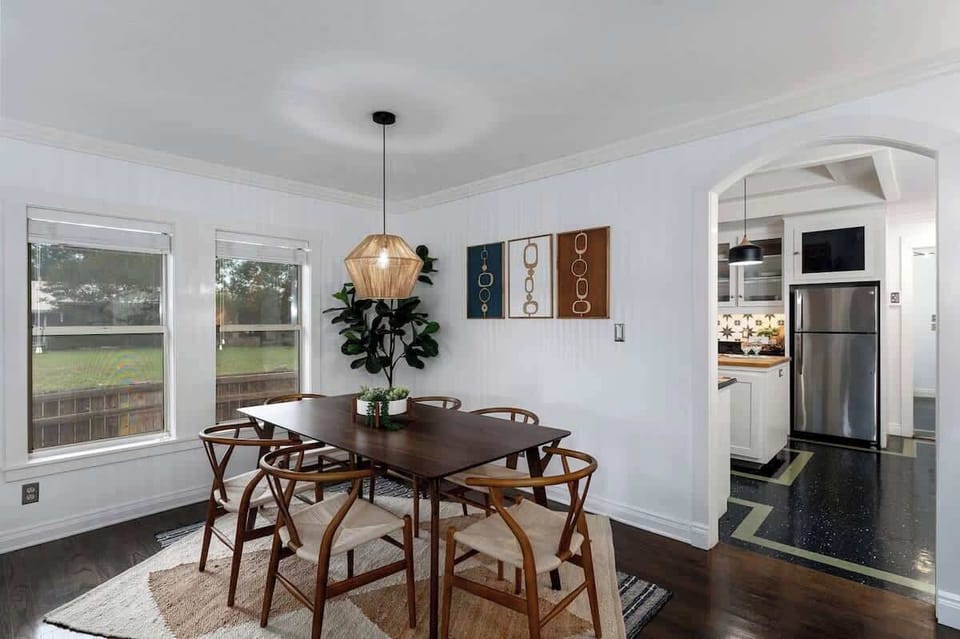 dining table + kitchen entrance