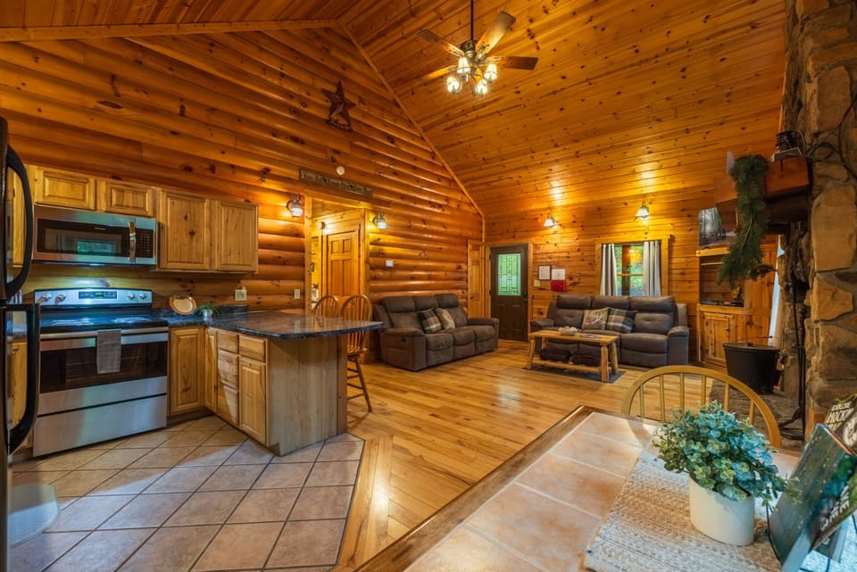 Kitchen and Great Room, from Dining Table -  Hunter's Retreat