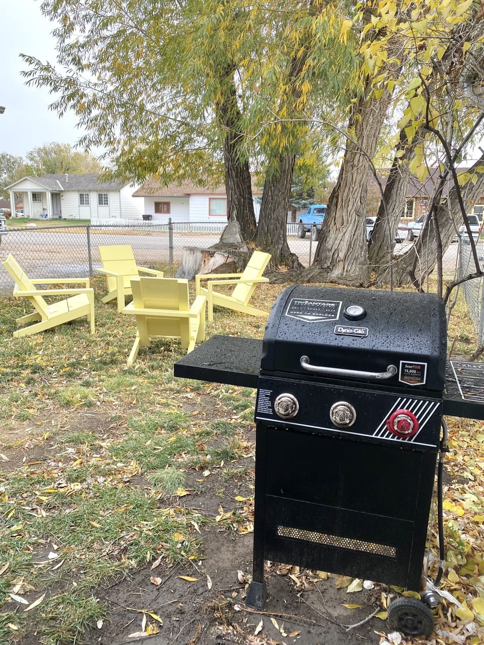 Front yard, chairs and grill available seasonally.