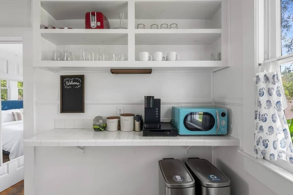 We provide a Keurig coffee maker, coffee, reusable coffee pods, and sugar