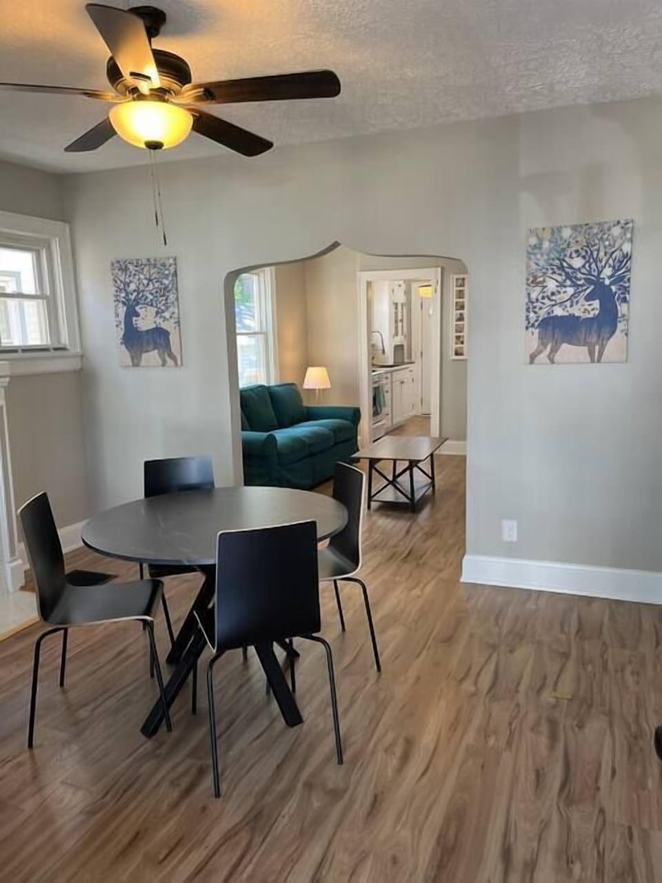 Dining Room, Living Room and Kitchen from the front door. 
