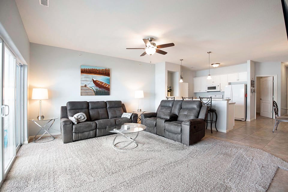 Spacious living area with access to the balcony
