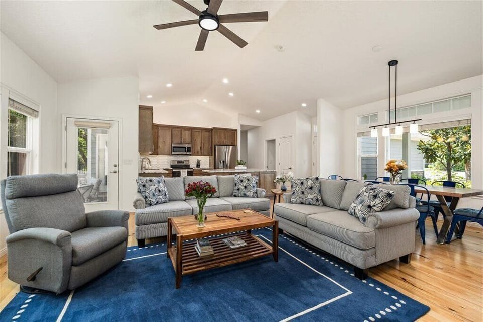 Living, dining, kitchen