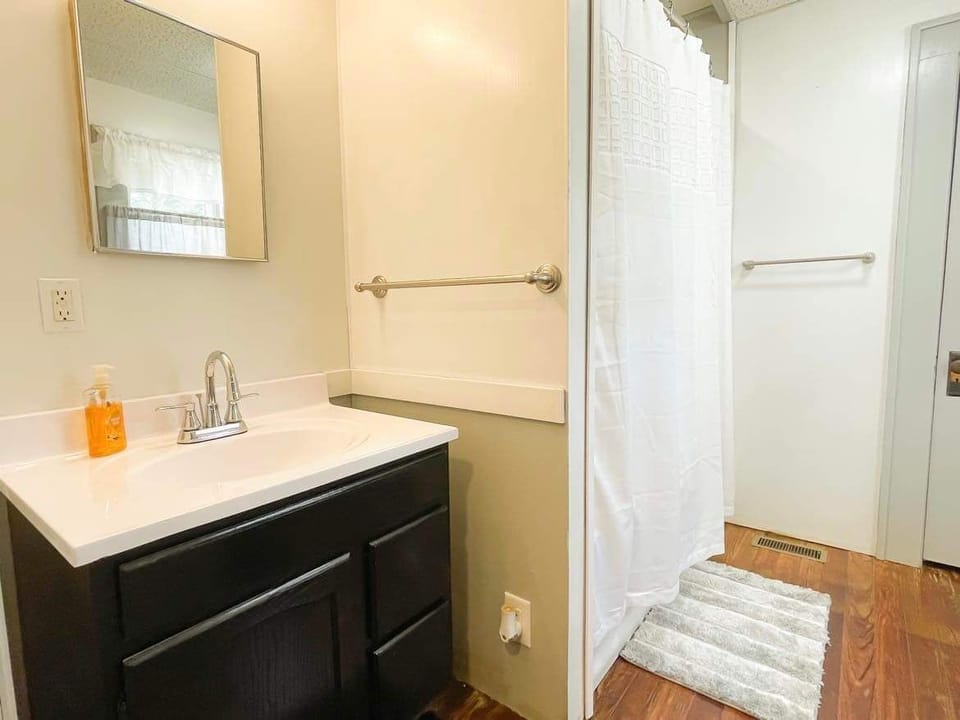 Bathroom with New stand up shower and soaking tub