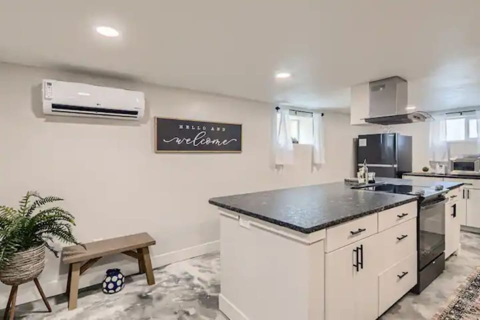 Kitchen with mini split air conditoning units
