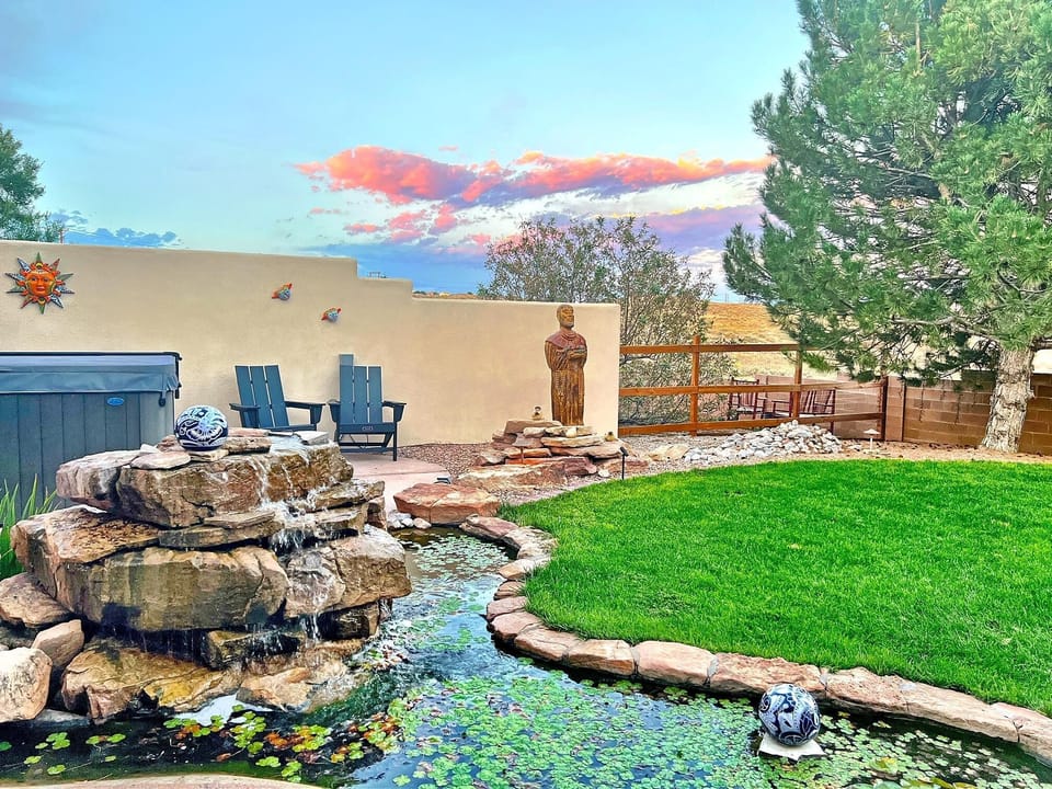 Waterfall, Goldfish Pond and "The Dude"