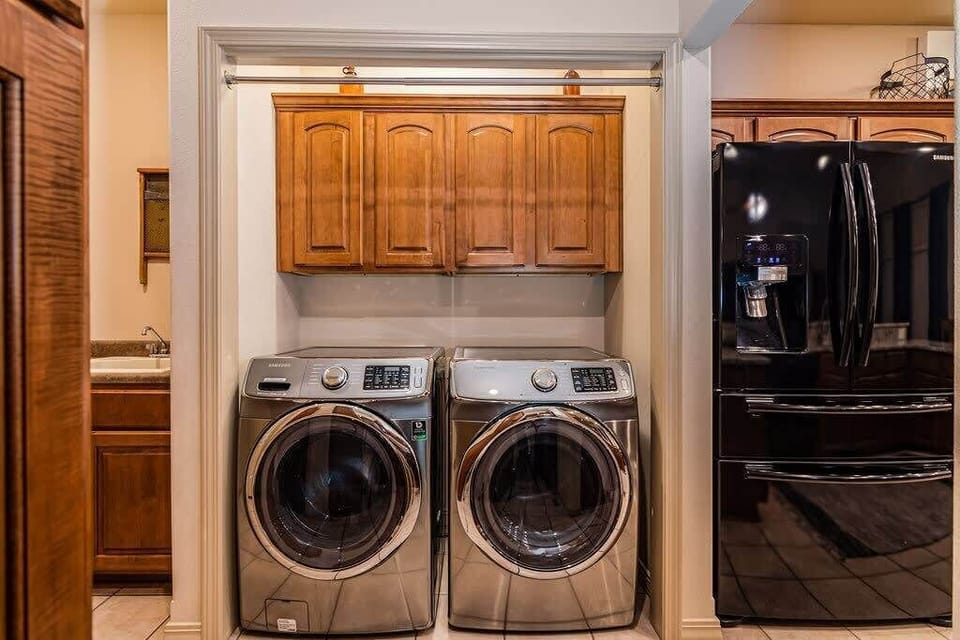 A full size washer and dryer for your use and we stock the detergent as well!