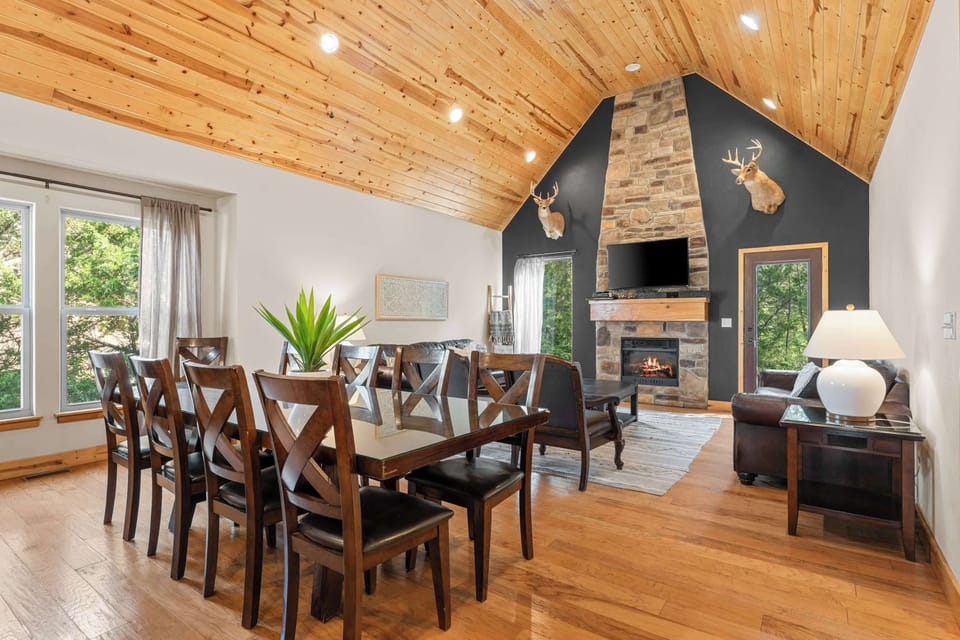 The large dining table provides enough seats for your family to gather around for meals and conversation!