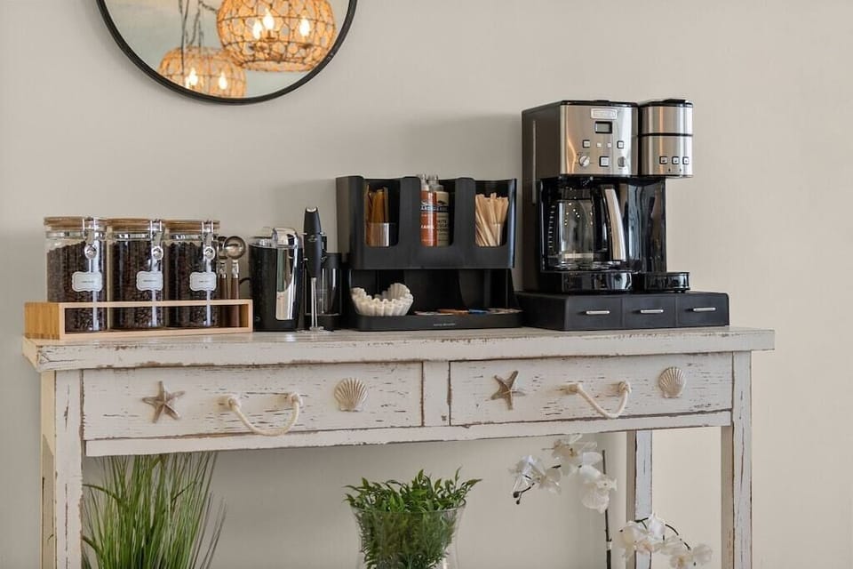Gourmet coffee/tea bar at your finger tips. Be your own barista. 