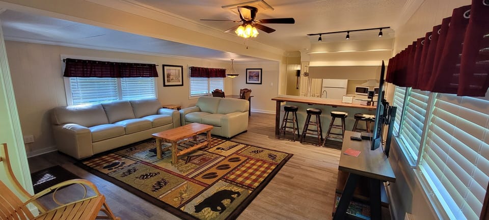 Living Room - Main Level -Spacious and cozy living Room with kitchen bar. Great for small groups.